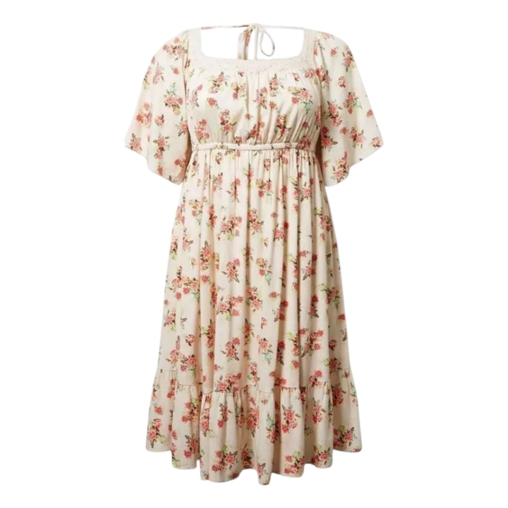 New Torrid Midi Floral Gauze Peasant Dress